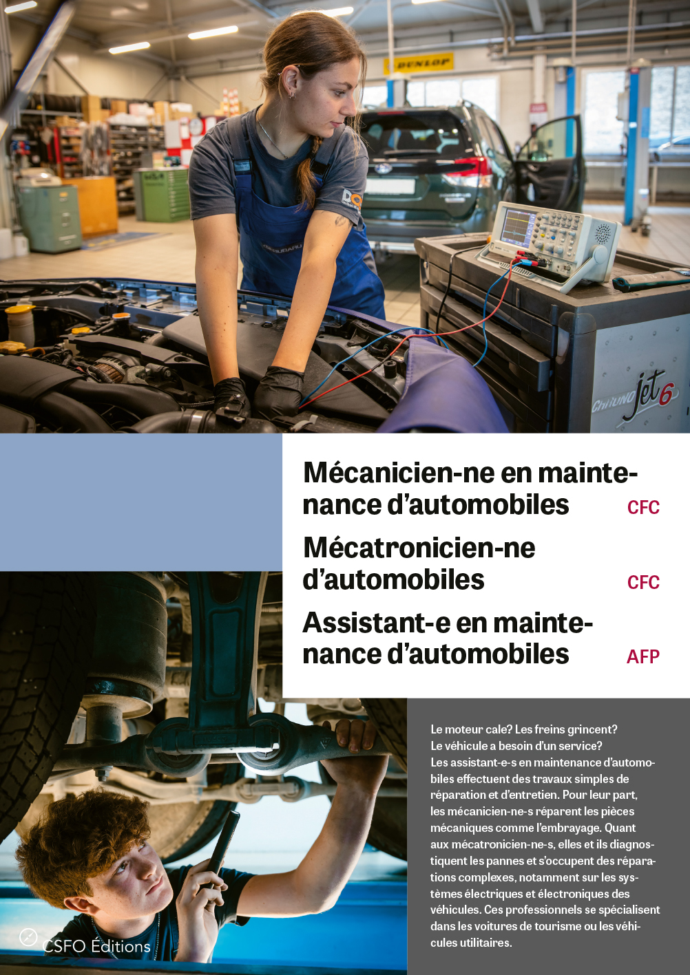 Mécanicien/ne en maintenance d'automobiles, Mécatronicien/ne d'automobiles, Assistant/e en maintenance d'automobiles