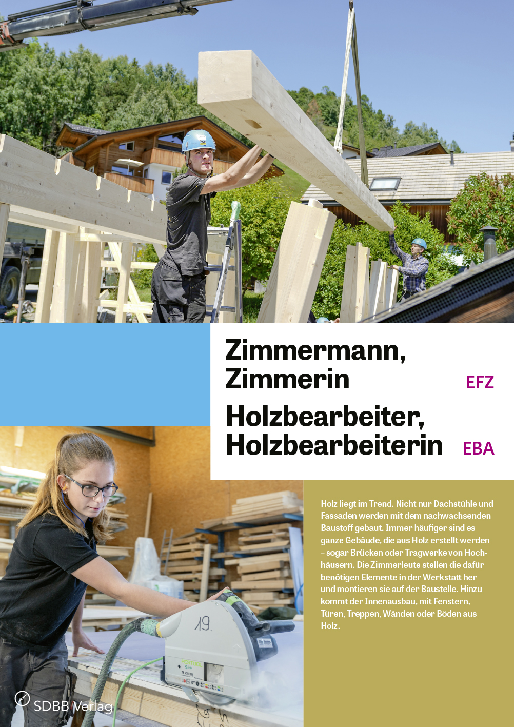 Zimmermann/Zimmerin EFZ, Holzbearbeiter/in EBA Zimmermann/Zimmerin EFZ, Holzbearbeiter/in EBA