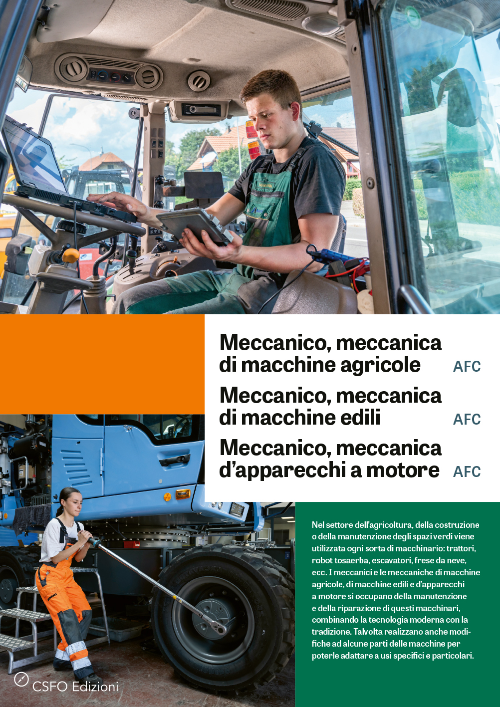 Meccanico/a di macchine agricole, Meccanico/a d'apparecchi a motore, Meccanico/a di macchine edili