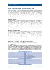 Feuille explicative rapport de formation